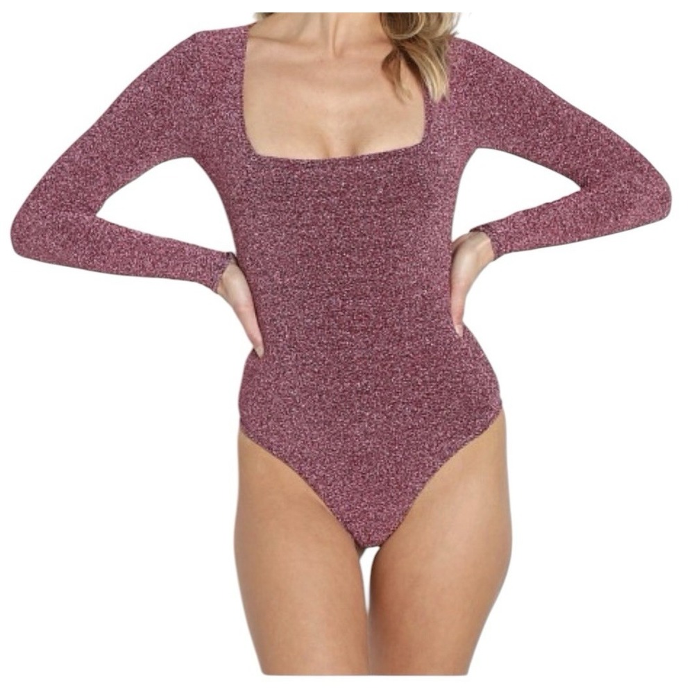 Show Me Your‎ MUMU Bodysuit Women XL Long Sleeve Glitter Party Festival Stretch